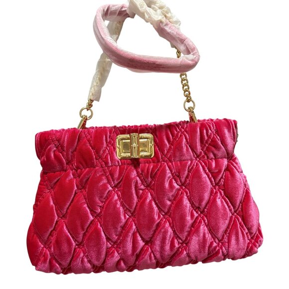 Lilly Pulitzer Pink Grenadine Quilted Clutch With Gold Turnlock Closure & Chain - Picture 1 of 5
